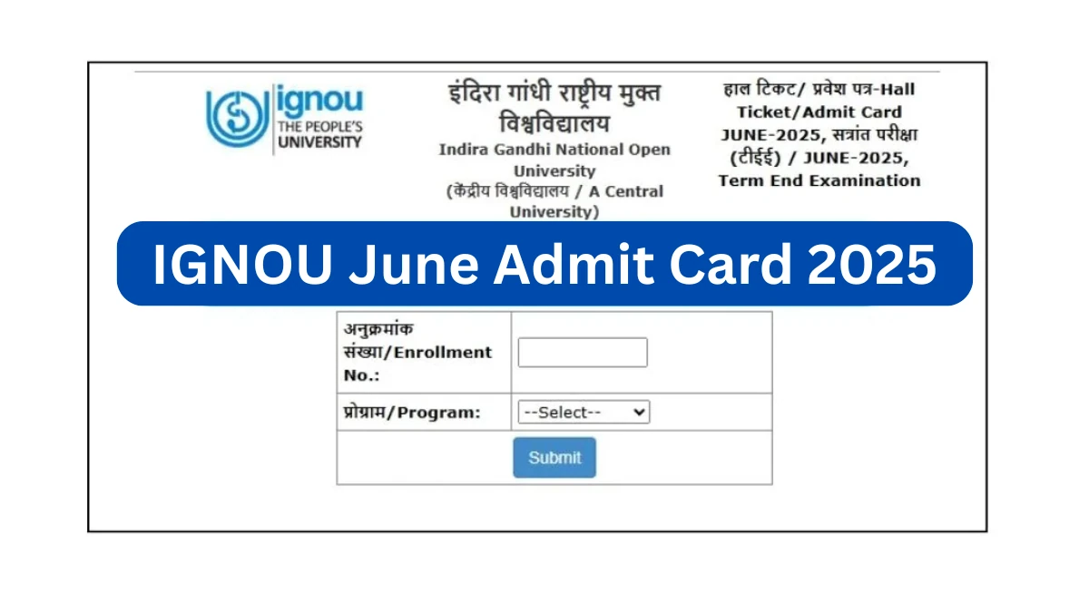 IGNOU June TEE Admit Card 2025 OUT