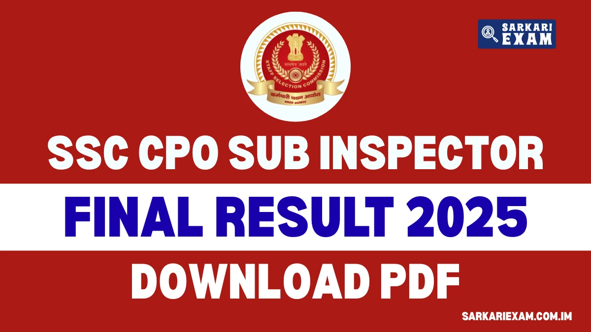 SSC CPO SI Final Result 2025