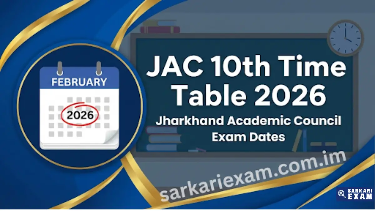 JAC 10th Board Time Table 2026 PDF Download