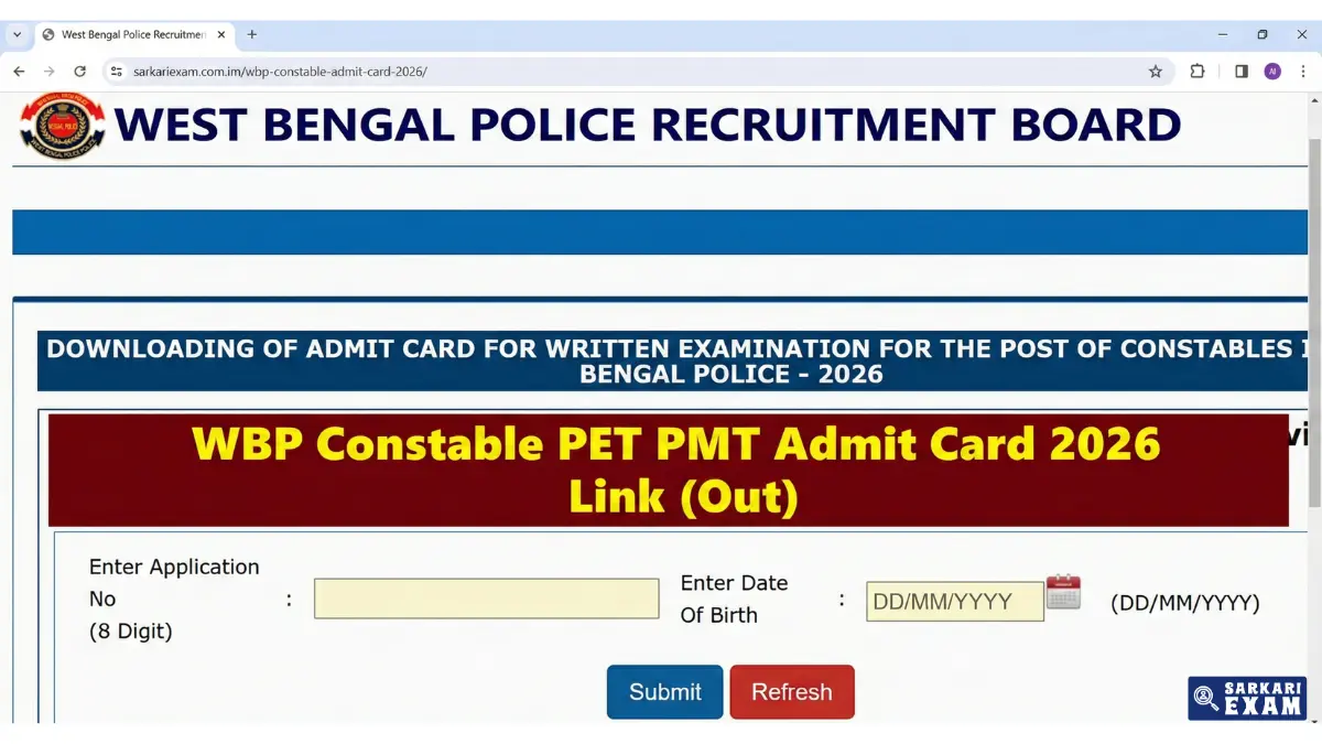WBP Constable PET PMT Admit Card 2026