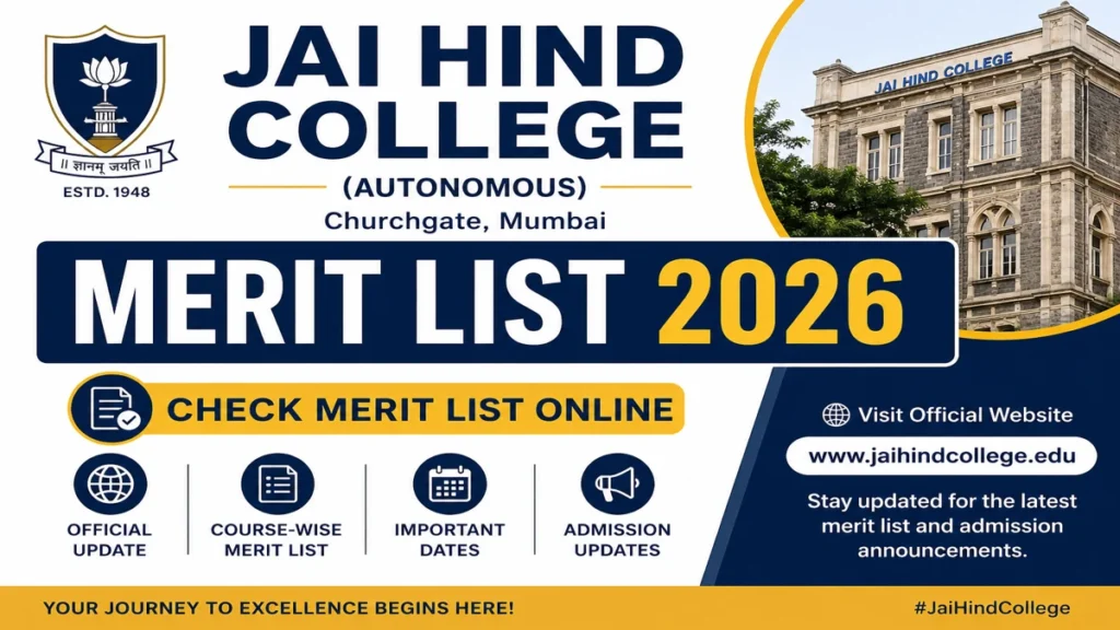 Jai Hind College Merit List 2026 Mumbai Admission List Download