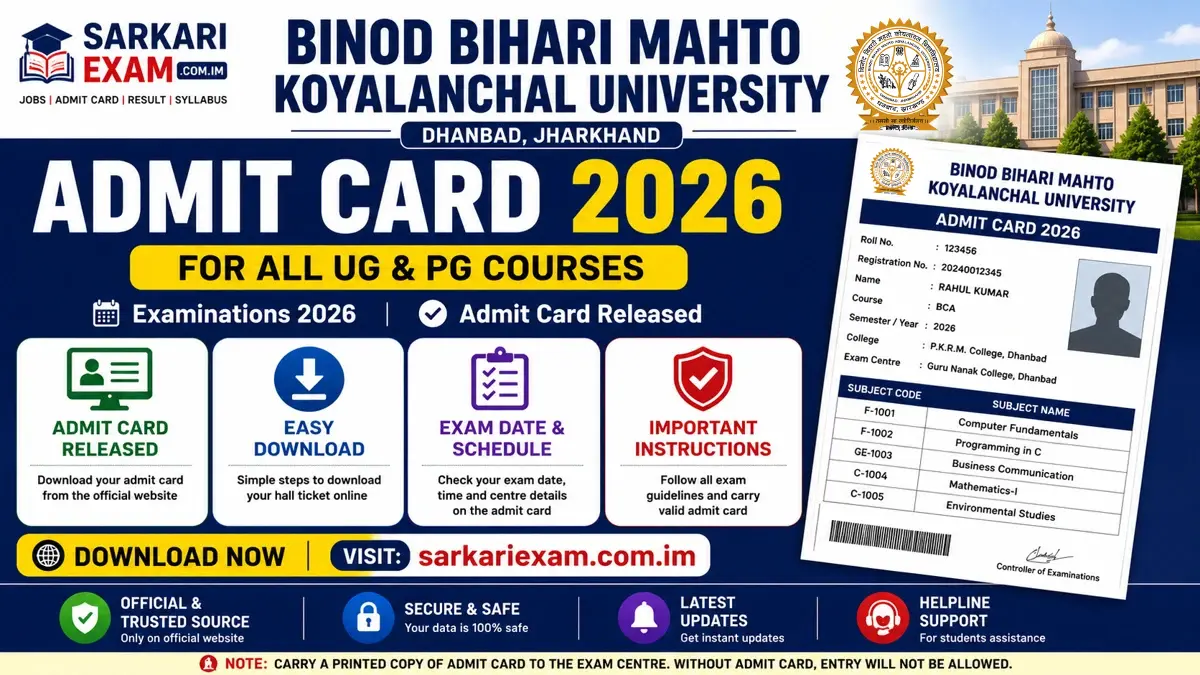 Binod Bihari Mahto Koyalanchal University Admit Card 2026